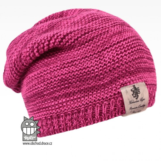 Dráče - Pletená čepice Colors - vzor 25 - růžový melír NEON
