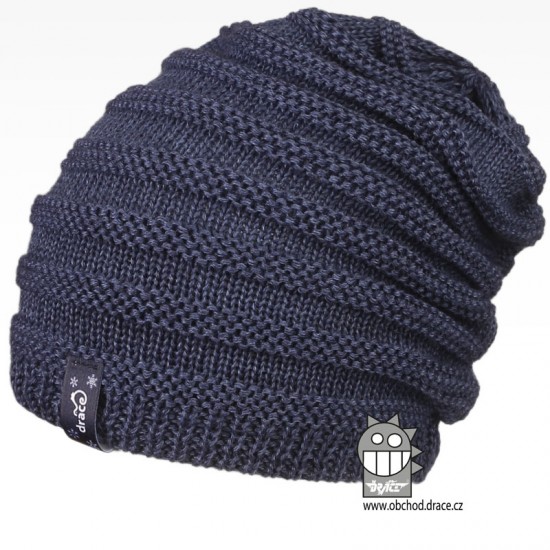 Dráče - Merino pletená čepice Harmony - vzor 10 - šedo modrá