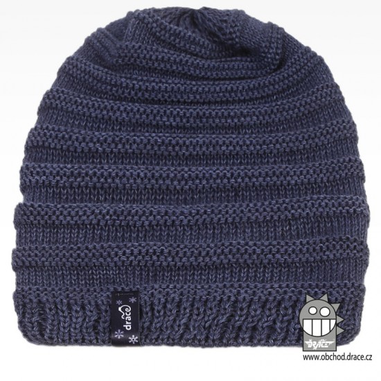 Dráče - Merino pletená čepice Harmony - vzor 10 - šedo modrá